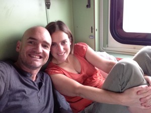 Exhausted, but happy to be on the train