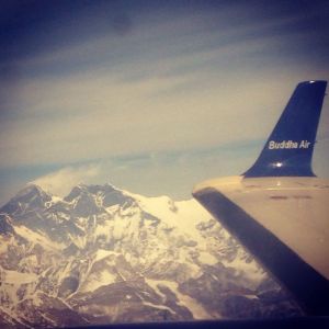 Mt Everest.  This doesn't do it justice as pictures don't capture how blue the sky was!