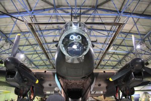 The enormous Lancaster Bomber taking pride of place in the 'Bomber Hall'