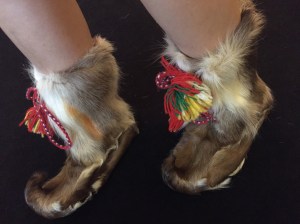 When in Lapland, reindeer boots are the height of Christmas fashion!