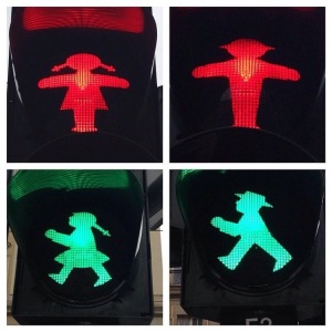 Ampelmann & Ampelfrau (found in Dresden), so much more appealing than the boring Western crossing signal